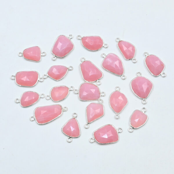 925 Silver Bezel Set Pink Opal Slice