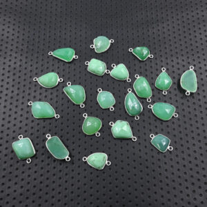 Chrysoprase Rose Cut Silver Connector – 10 Pc