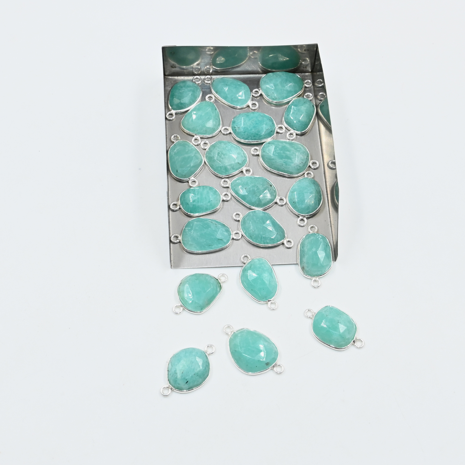Natural Amazonite Rose Cut Connectors (10x13–12x16mm)