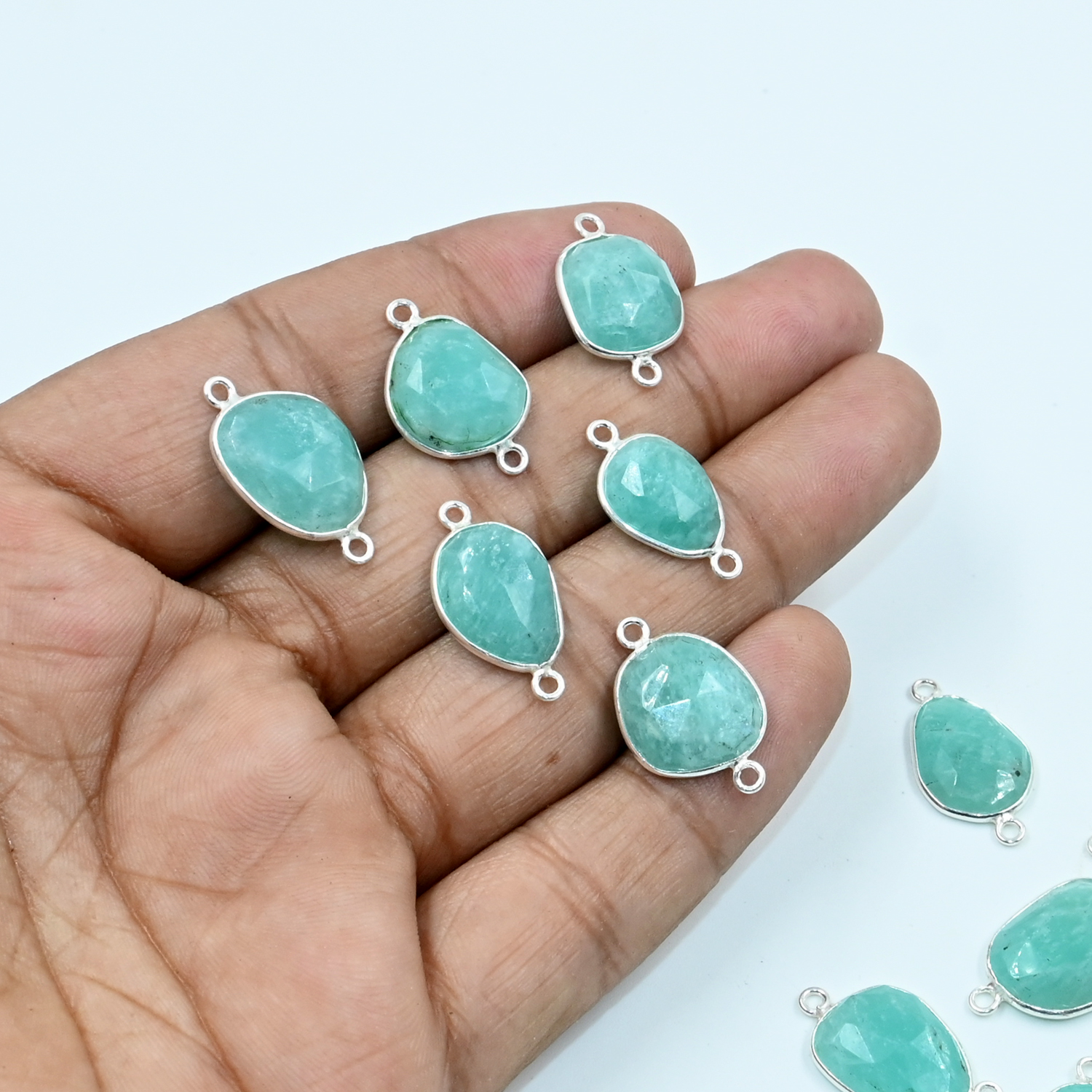 Natural Amazonite Faceted Slice Link Set