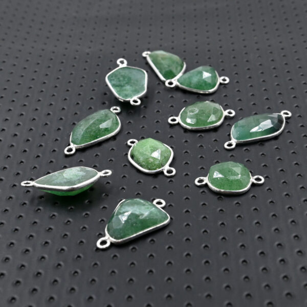 Natural Green Aventurine Oval Connector Set