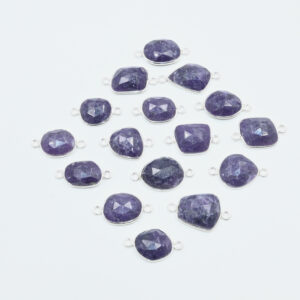 Loose Dark Pink Natural Dark Pink Lepidolite Rose Cut Gemstone Connectors Gemstone Connector Beads