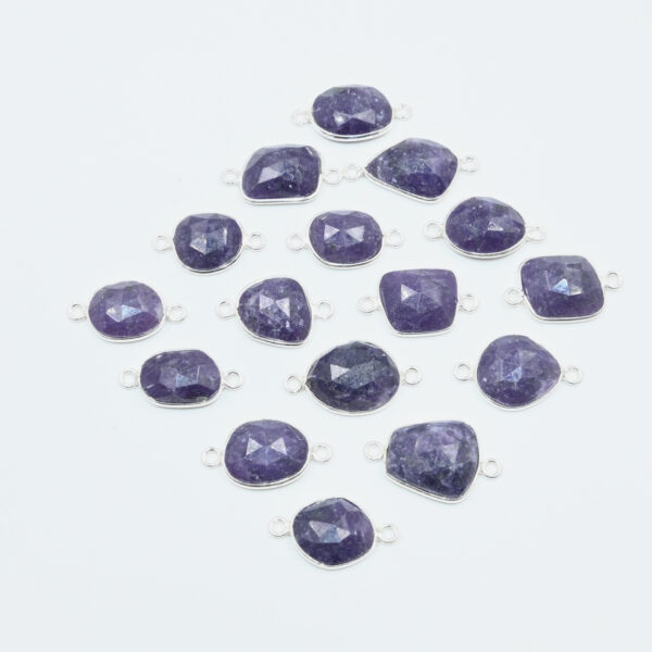 Loose Dark Pink Natural Dark Pink Lepidolite Rose Cut Gemstone Connectors Gemstone Connector Beads