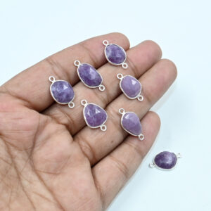 Pink Lepidolite Rose Cut Connectors – 10 Pc