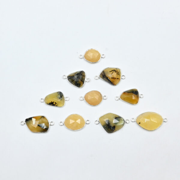 Yellow Opal Rose Cut Connector – 925 Silver 10 Pc