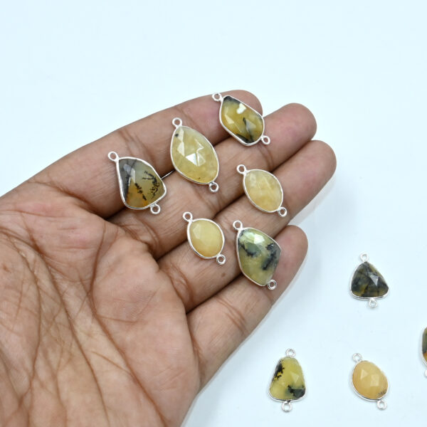 Yellow Opal Rose Cut Connector in 925 Silver