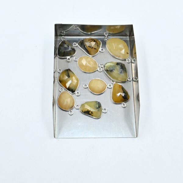 atural Yellow Opal Rose Cut Connectors in 12x16–11x14mm size, handcrafted
