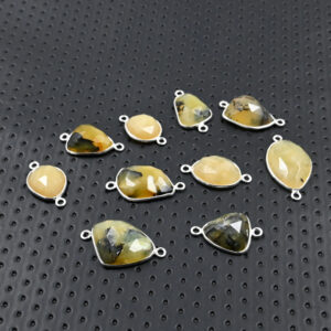 Yellow Opal Rose Cut Connector in 925 Silver
