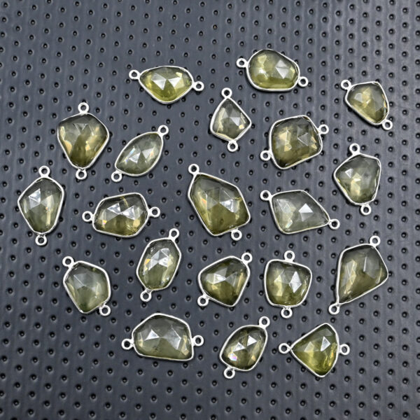 Natural Lemon Rose Cut Gemstone Connectors (10x15–12x17mm),