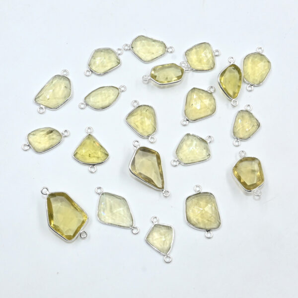 Handmade Lemon Stone Silver Connector Links