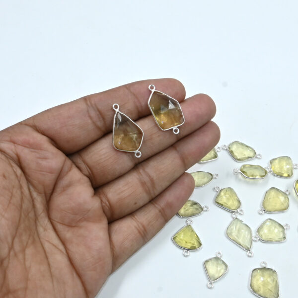10 Pc Lemon Rose Cut Faceted Connector Set