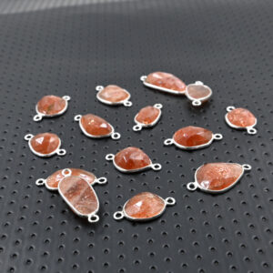 Sunstone Rose Cut Connector – 925 Silver Link
