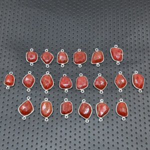 Red Jasper Rose Cut Connector – 925 Silver Link