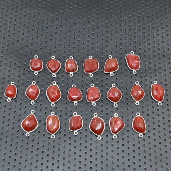 Red Jasper Rose Cut Connector – 925 Silver Link