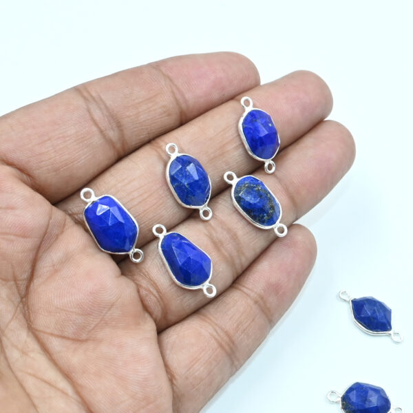 Sterling Silver Light Lapis Rose Cut Connectors