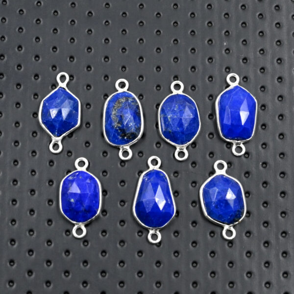 Light Lapis Lazuli Rose Cut Connectors 925 Silver