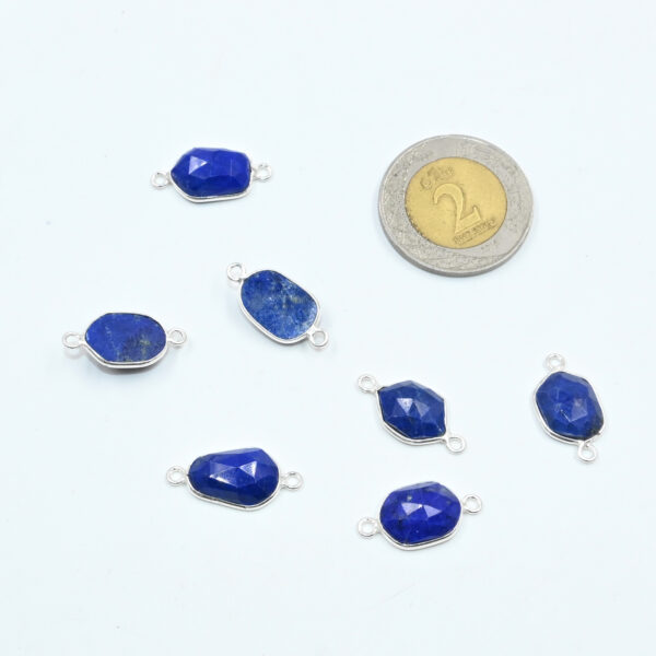 Natural Light Lapis Lazuli Rose Cut Gemstone Connectors in 925 Sterling Silver