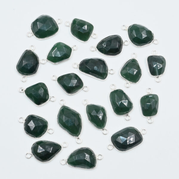Green Aventurine Rose Cut Connector in 925 Silver