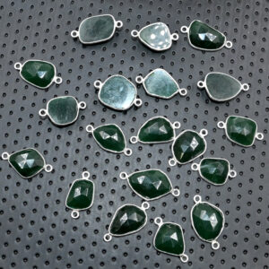 Green Aventurine Rose Cut Connector in 925 Silver