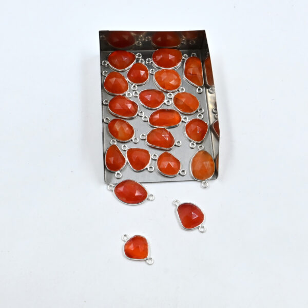 Rose Cut Carnelian Connector Gemstone Set