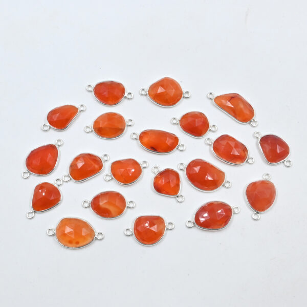 10 Pc 925 Sterling Silver Carnelian Connectors