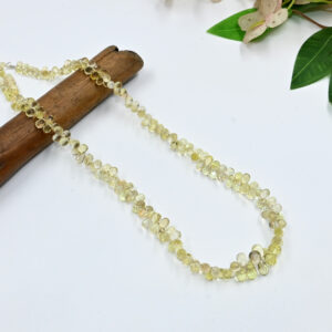 Lemon Quartz Faceted Drop Beads Necklace 18"