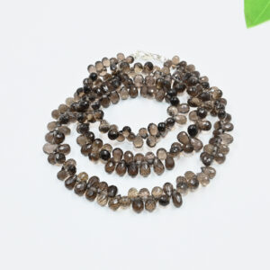 Smoky Quartz Faceted Drop Necklace 18"