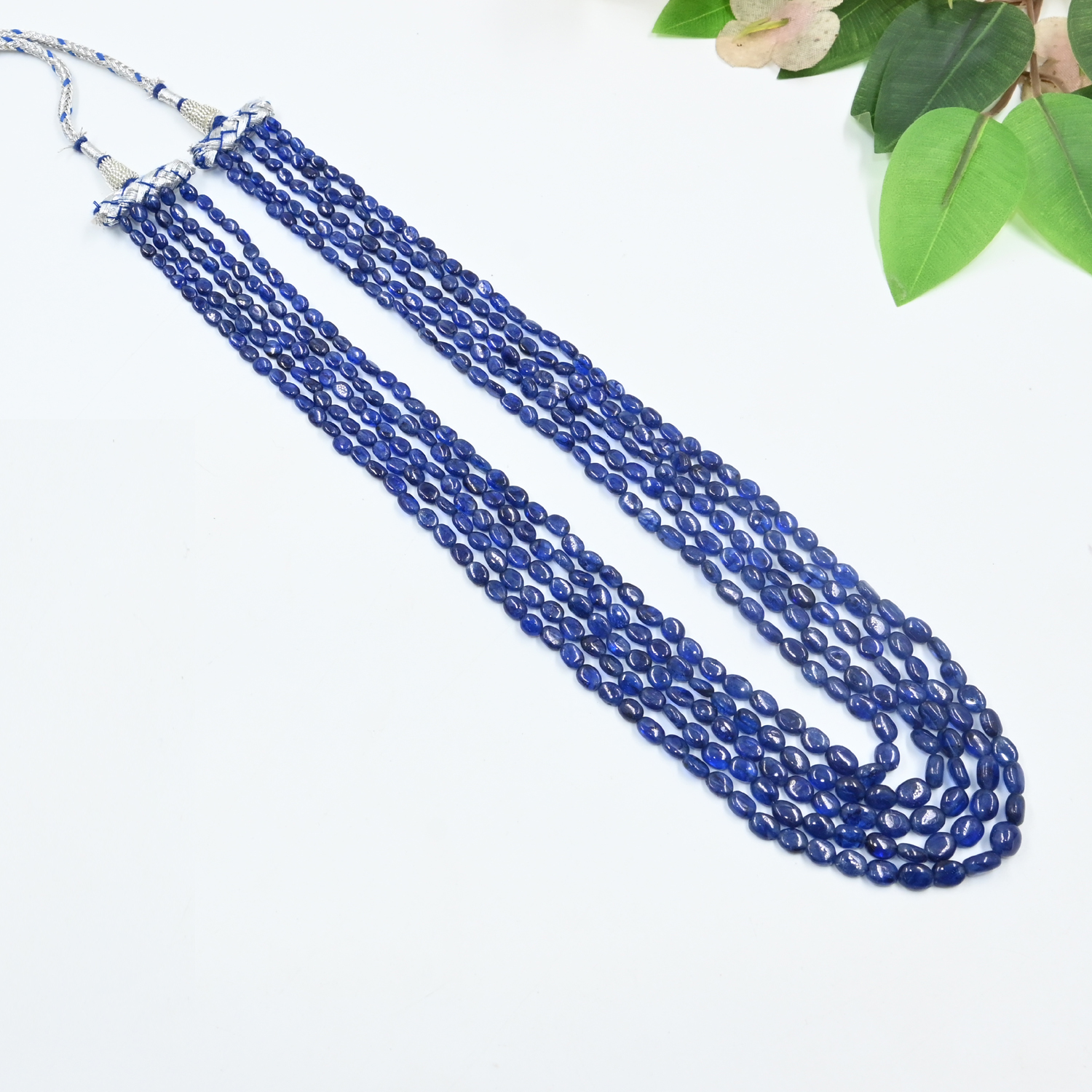 Polished Blue Sapphire Gemstone Necklace