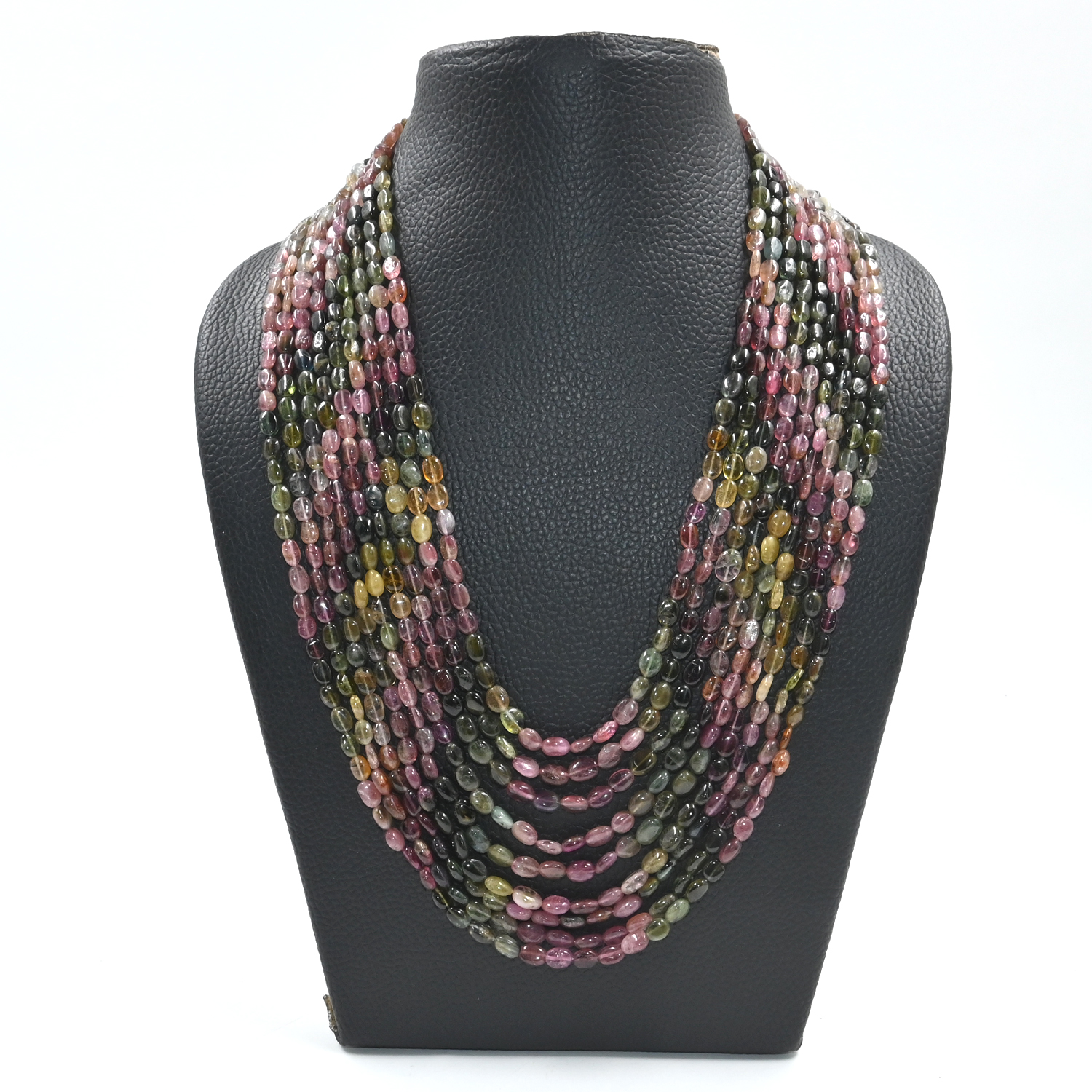 Rainbow Tourmaline Beaded Necklace 4x5-5x6mm