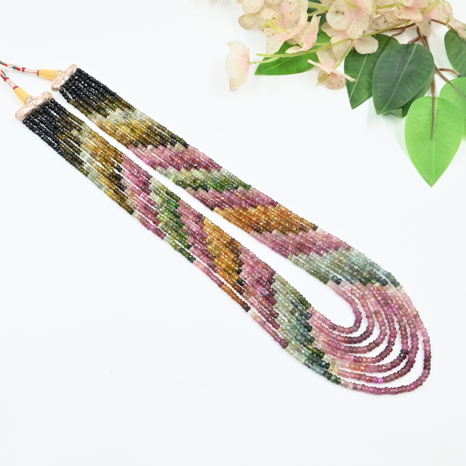 Multi Tourmaline Faceted Beads Necklace,