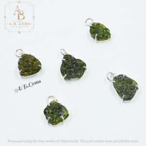 Handmade Sterling Silver Moldavite & Herkimer Pendant: Czech Gemstone Jewelry
