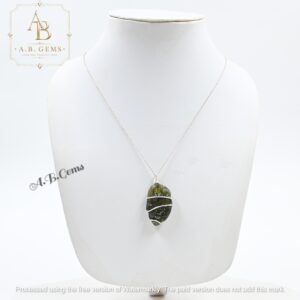 Raw Moldavite Necklace, 925 Sterling Silver Pendant, Moldavite Cage Necklace, Wire Wrapping Pendant, Handmade Jewelry, Gift For Her