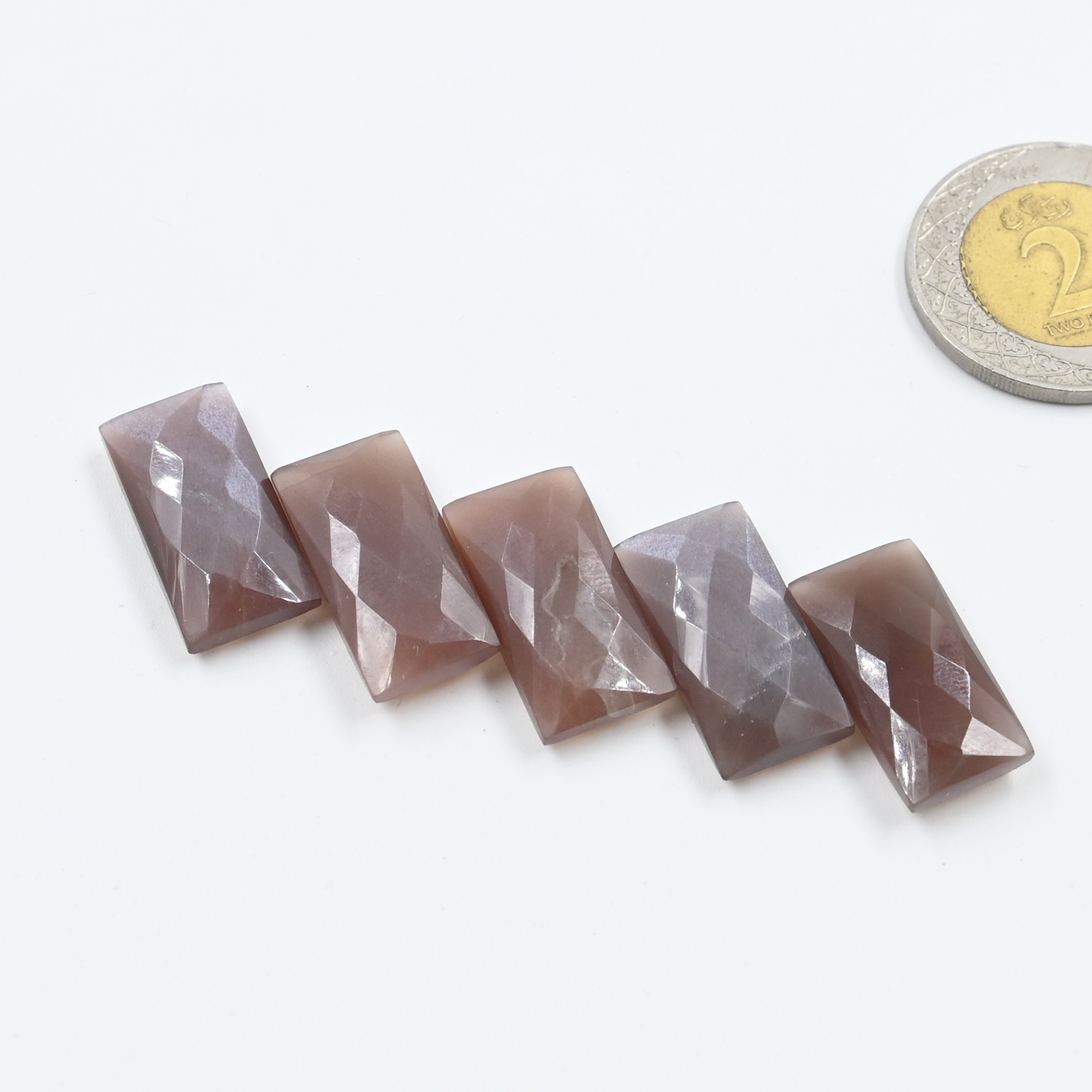 Healing Crystal Chocolate Moonstone Rectangle Faceted Gemstone
