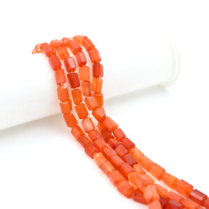 Natural Carnelian Faceted Tumble Beads Strand 6x8-6x9mm 16 Inch