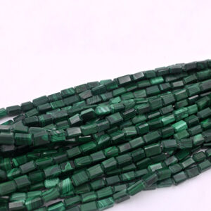 Natural Malachite Faceted Tumble Beads Strand 6x8-6x9mm 16 Inch