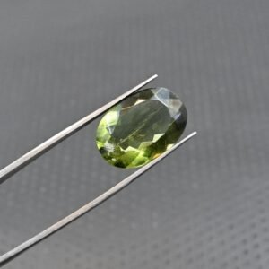 Natural moldavite faceted oval gemstone beads 12x16x7mm
