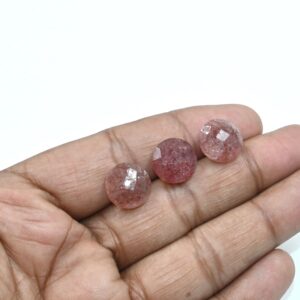 AAA+ Strawberry Quartz Gemstone: Round Briolette Cut, Calibrated