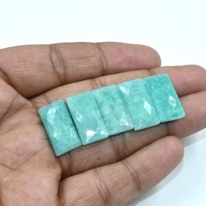 Natural Amazonite Gemstone Faceted Briolette Beads Rectangle-shaped