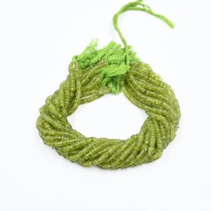 Natural Peridot Faceted Heishi Beads, Green Peridot Tyre Shape Beads Peridot Heishi Disc Wheel Beads, Peridot Beads for Jewelry Making