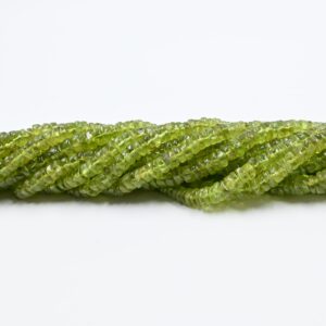 Beautiful Natural Peridot Faceted Wheels Necklace Peridot Heishi Beads Necklace