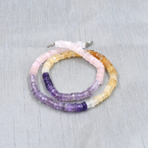 Natural (Citrine/Amethyst/Rose Quartz) Faceted Heishi Tyre Beads, Handmade Gemstone Beads