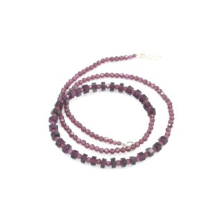 AAA Natural Garnet Faceted Rondelle Beads, 3mm Round Faceted Beads Necklace, Micro Faceted Garnet Bead Necklace, Red Garnet Beaded Necklace