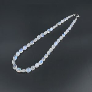 White Rainbow Beaded Necklace, Faceted Rondelle Necklace, Blue Flashy Shimmering White Rainbow Beads Necklace, Gift For Her