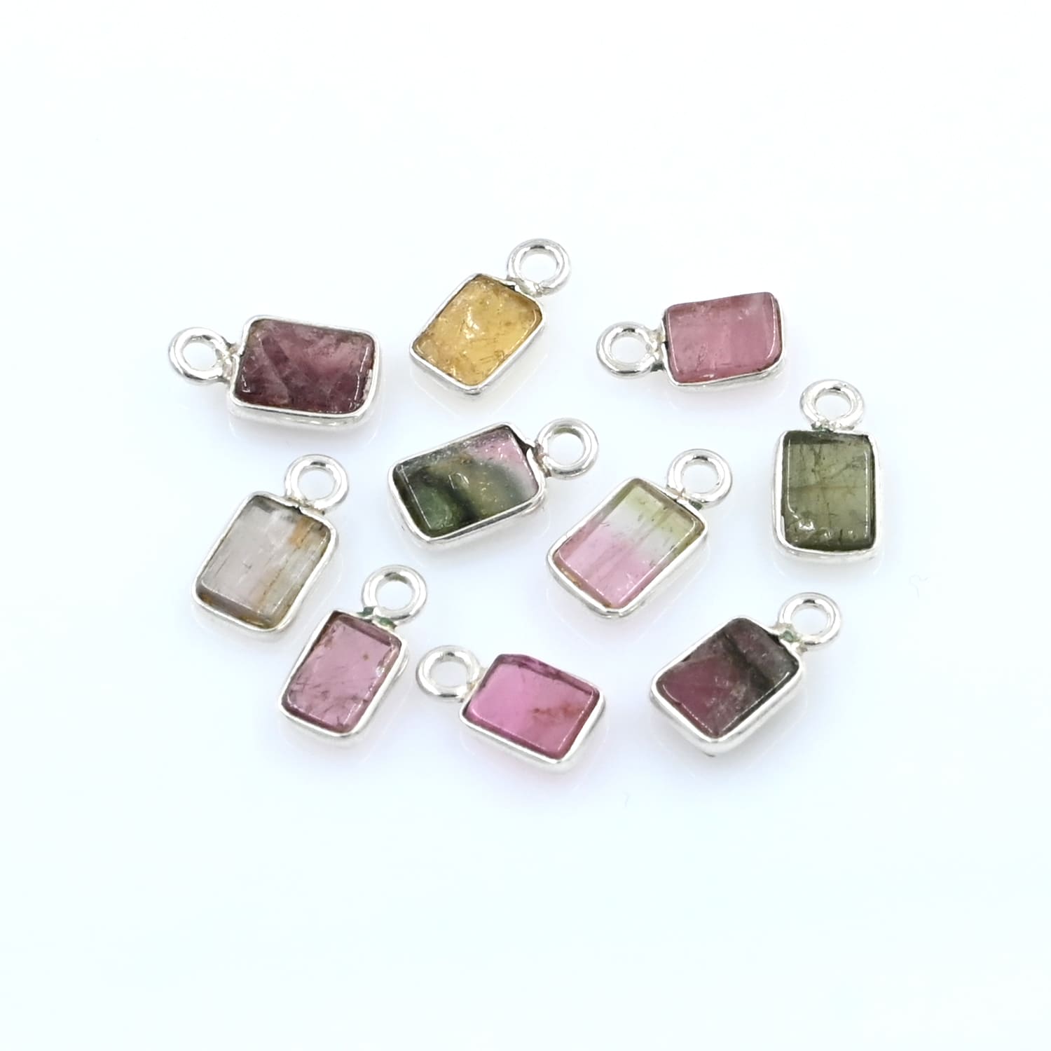 Tourmaline Connector Charms, Plain Rectangle Bezel Connectors Multi Tourmaline Connector for Bracelet/
