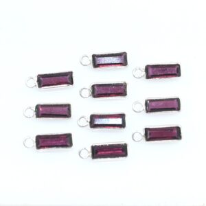 Gold Vermeil Garnet Bezel Pendants: Faceted Rectangle Charms,
