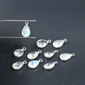 Pear Shape Bezel charms Jewelry,Moonstone Gold Plated bezel,White Gemstone bezels jewelry making charm